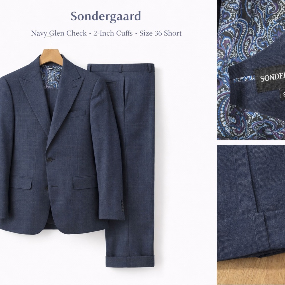 Navy Glen Check Suit - 36S